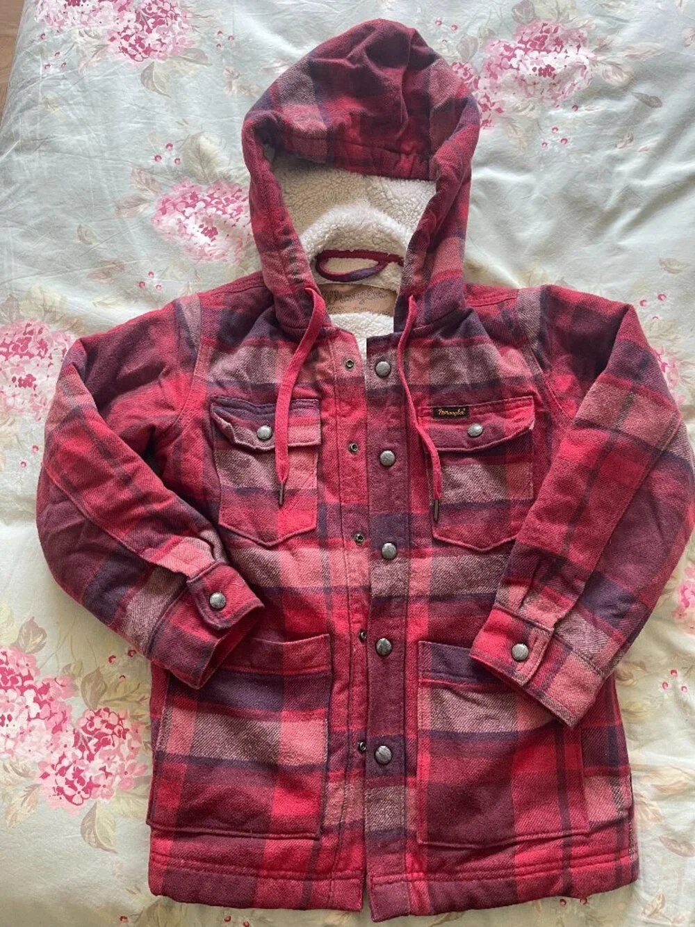 Girl's Wrangler Sherpa lined flannel jacket size medium